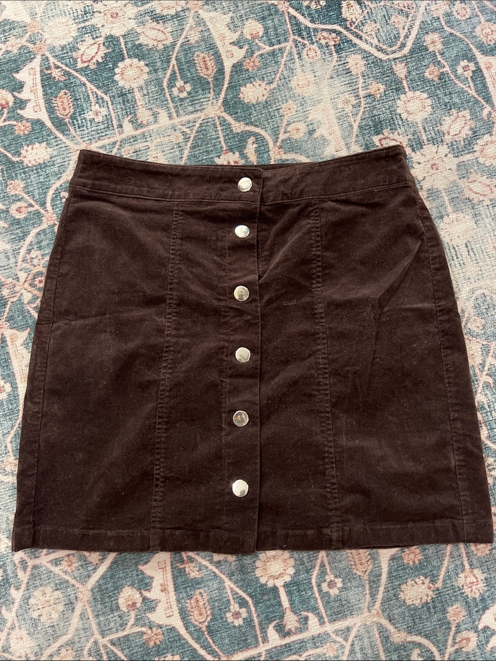 #800 Women's Black Button-Front Corduroy Skirt